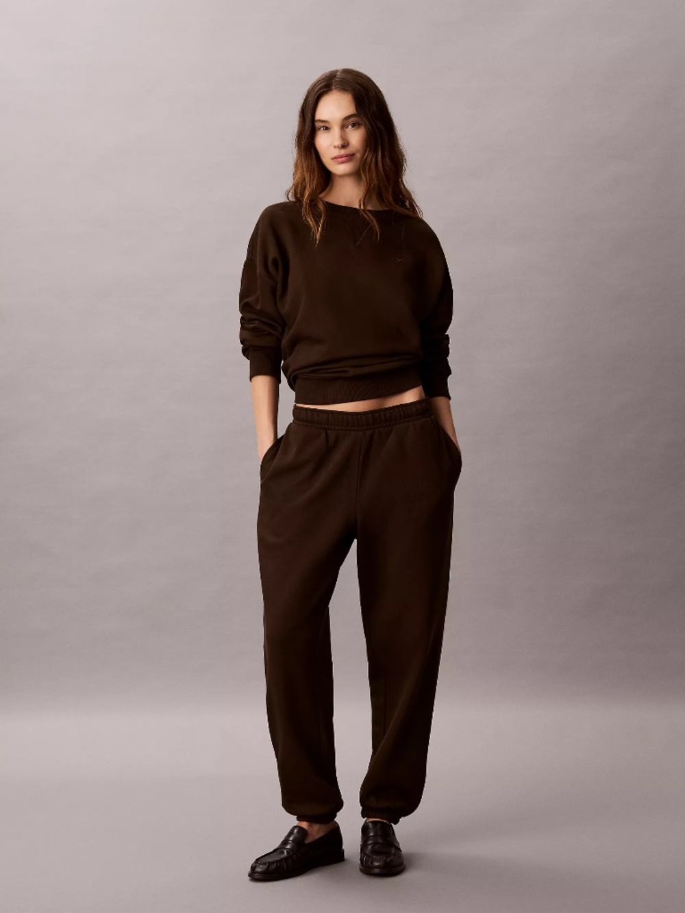 Calvin Klein-Monogram Fleece Joggers-Women's SZ XL- Dark Coffee- NWT